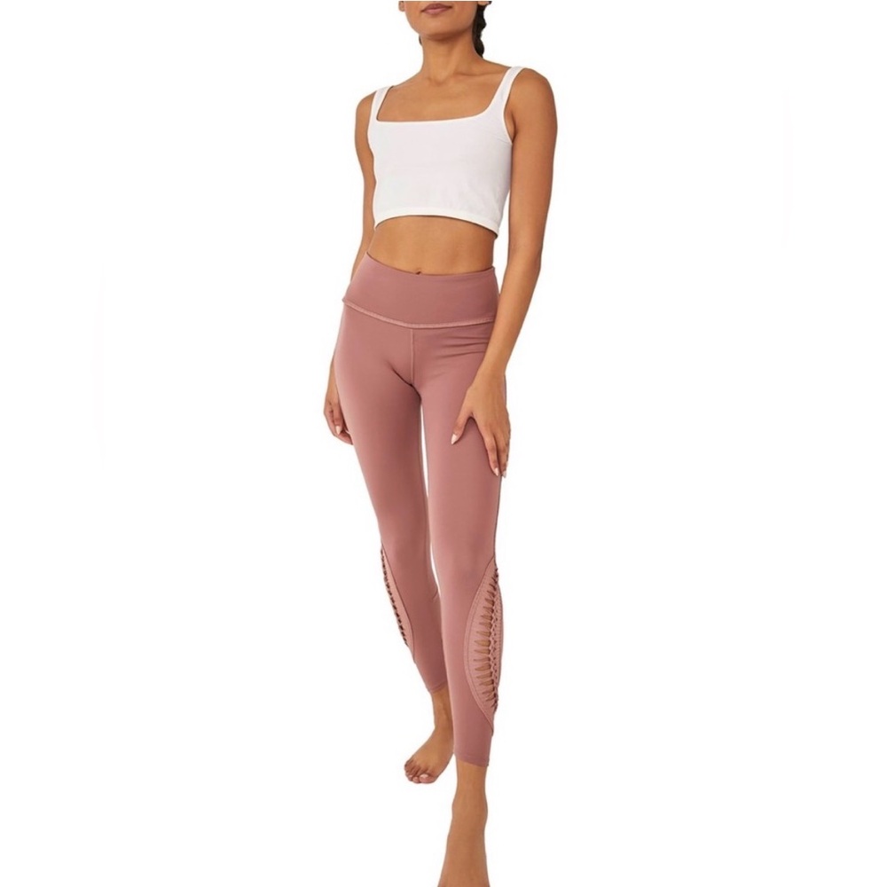 FP Movement by Free People Mauve High-Waist Leggings with Laser-Cut Detail